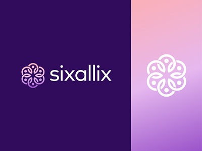 Sixallix Logo Design abstract branding circle clever collaboration community corporate employee gradient icon logo logo design minimal organization person team teamwork technology transform ux
