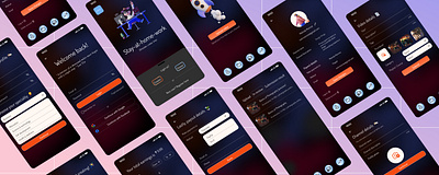 SAHW (Stay-at-home-work) 3d animation app branding design figma graphic design illustration logo onboarding purple and orange register stay at home work ui ux vector work from home