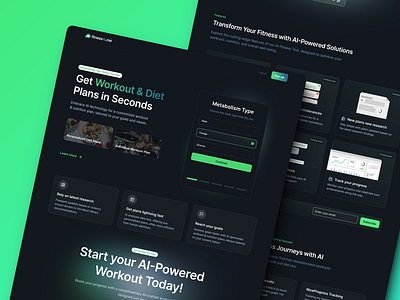 AI-Fitness Landing Page: Revolutionizing Your Workout Journey ai artificial intelligence dark ui fitness landingpage workout