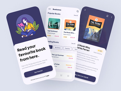 E-book App 📚 agileinfoways app design ebook reading ui user interface ux