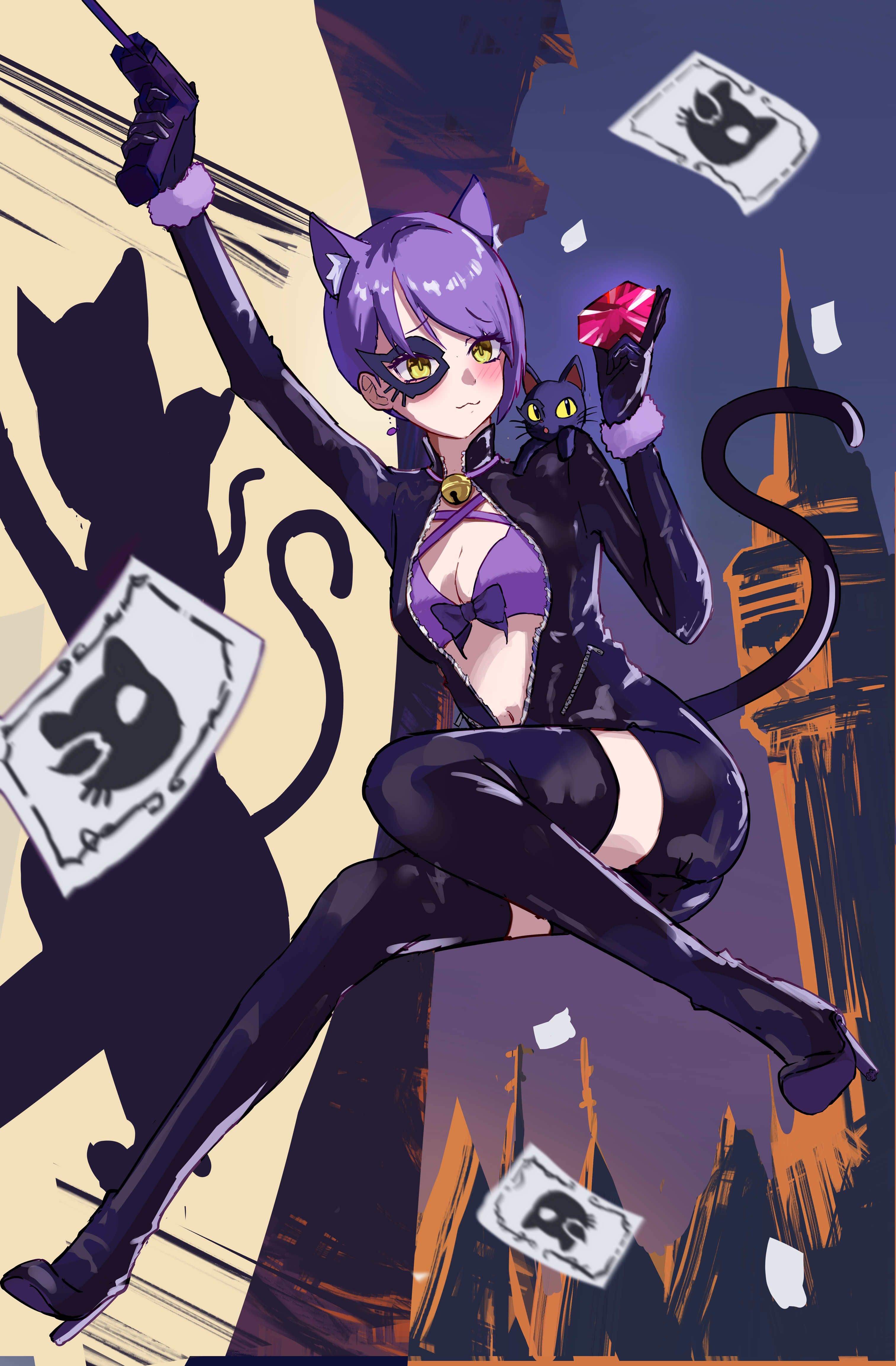 Original character at ear thief girl illustraion