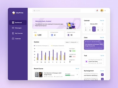 EduPrina - E-Learning Dashboard Course app design bootcamp course course web courses dashboard dashboard course dashboard e learning desktop app e learning education elearning skills ui web design