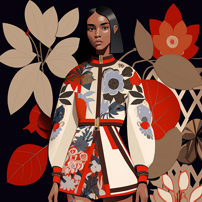 indian style fashion graphic created in midjourney ai artificial intelligence design draw fashion fashion bran fashion illustration graphic design illustration indian indian flower indian style isabel marant midjourney moda painting print