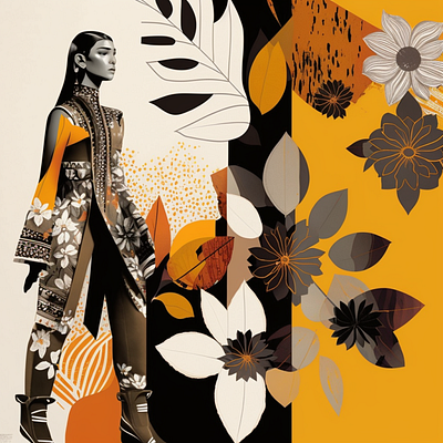 indian style fashion illustration created in Midjourney ai artificial intelligence design draw fashion graphic design illustration indian indian flower indian graphic indian style midjourney painting pattern print
