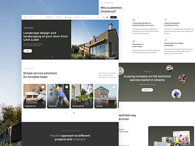 Home page for Step about us banner business composition construction corporate desktop grid home page home page ui landing minimal product design services startups typography ui uxui web website