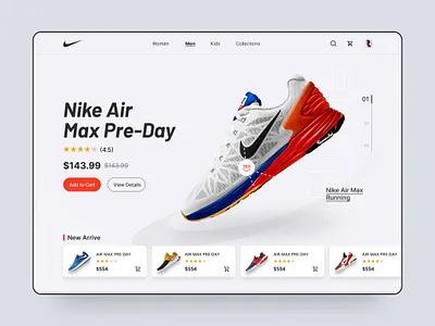 Nike Ecommerce Website Header Design design ecommerce web design ecommerce website design graphic design nike shoes website design ui design ui kits ui ux design web design website website design