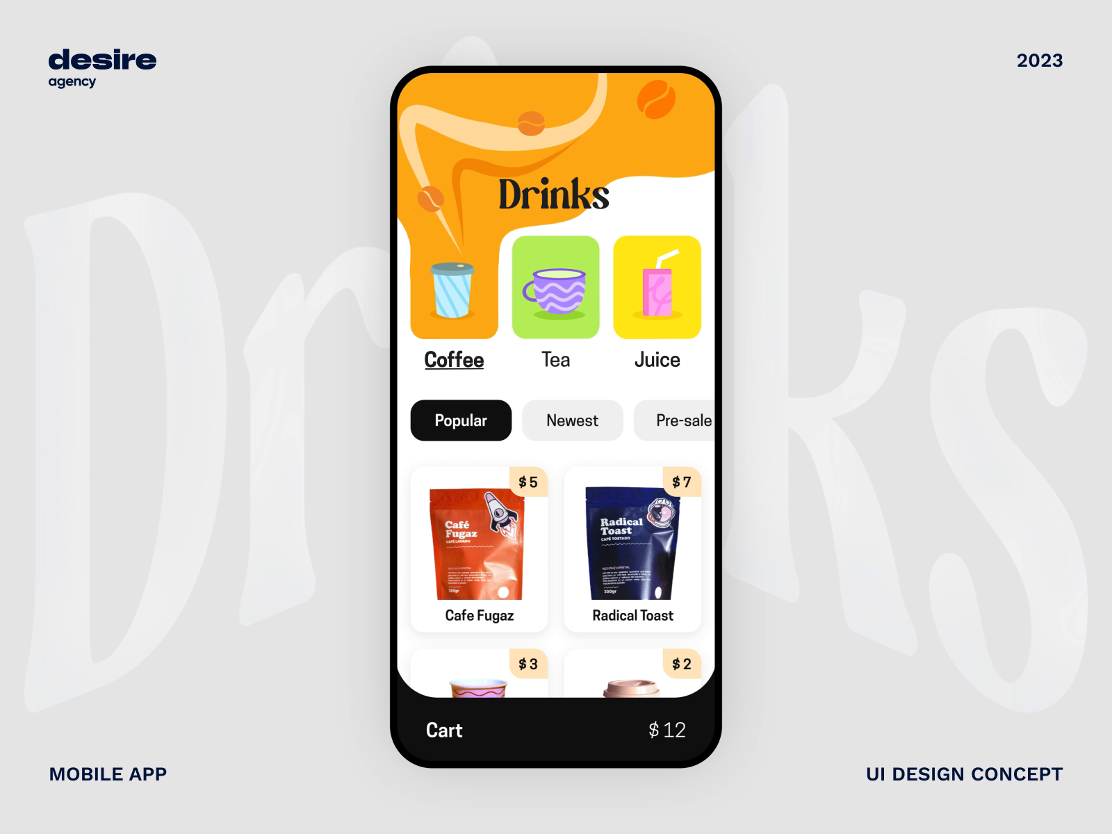 Example of Mobile | Drinks app
