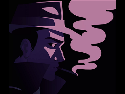 Film Noir 50s character animation character design cigarette detective fedora film noir frame by frame gif loop motion graphics smoke smoking