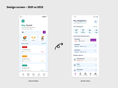 My design 2021 vs 2023 design mobileapp oldvsnew redesign