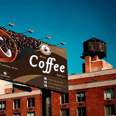 Billboard Design billboard billborad design branding coffee coffee shop billboard coffee type design graphic design ill illustration muckup photoshop print rady