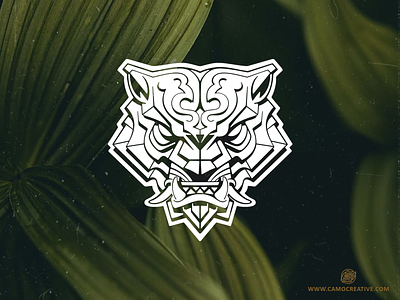 Oni Tiger animal blocky bold camocreative cat character design japan jungle logo oni style tiger vector wild