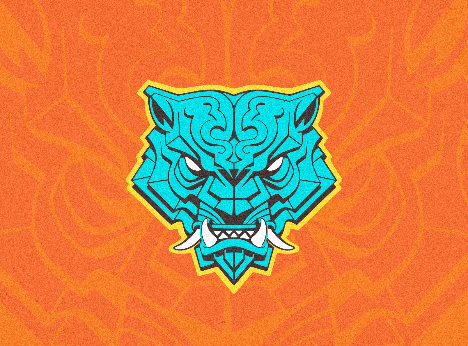 Oni Tiger animal blocky bold camocreative cat character design japan jungle logo oni style tiger vector wild