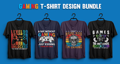 Gaming T-shirt Design Bundle design fashion games gaming graphic design illustraor illustration t shirt typography
