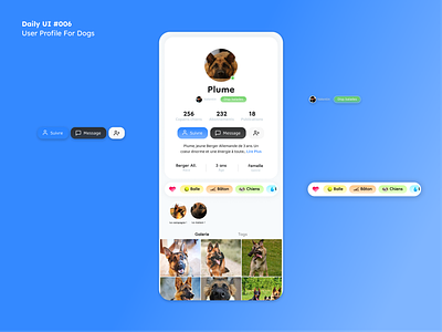 Daily UI #006 | User Profile For Dogs (light version) app application branding challenge daily daily 100 challenge dailydesign dailyui design designer dogs figma illustration inspiration social social app ui uidesigner user profil uxdesigner