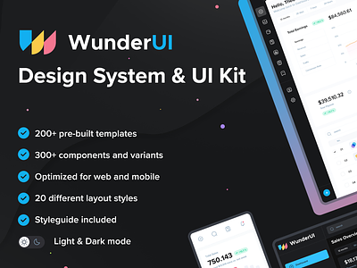 WunderUI - Design System creator dashboard builder design system designer developer digital artist freelancer ui template uikit visual composer wunderui