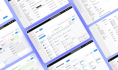 Rota for a Saas app calendar day view graphic design rota saas schedulling settings staff management staff schedulling ui ux design week view