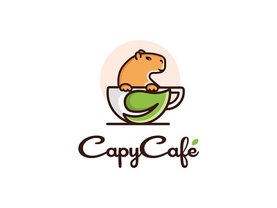 Capy Café animals cafe logo café capybara capybara logo coffee coffee brand coffee company coffee logo coffee shop combination logo cup coffee drink fun design illustration leaf logo mascot nature playful premium coffee