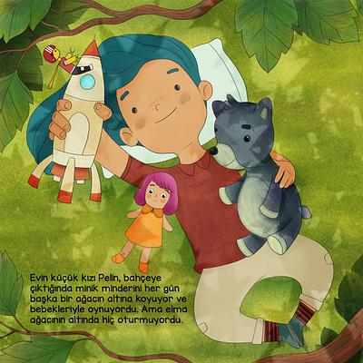 Children's Book - Yalnız Kalan Elma Ağacı character character design childrens book design illustration