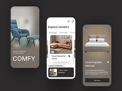 App concept. Comfy – furniture for home app app concept concept design figma furniture app ui ui design web