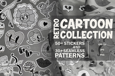 Creative Market Kokoshka Cartoon Collection background cartoon hand drawn pattern retro seamless stickers texture vector vintage wrapping