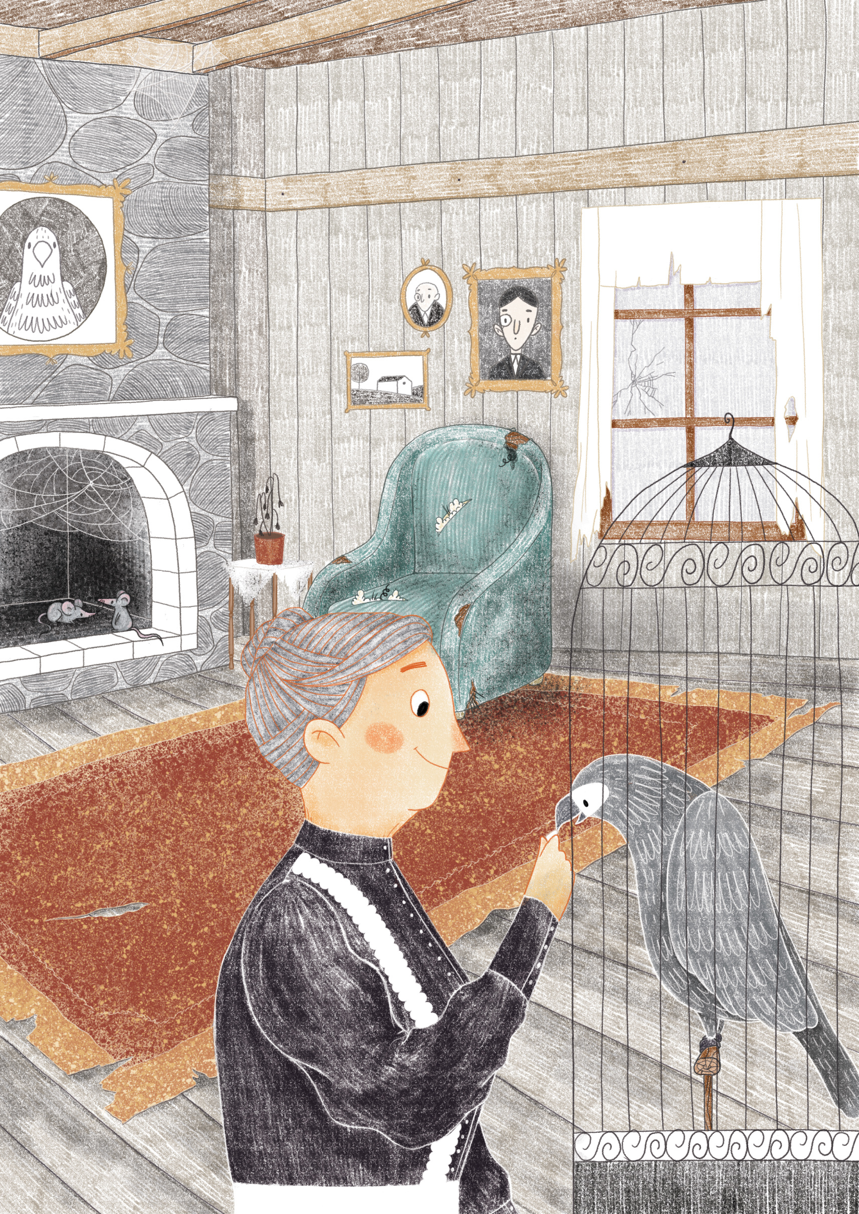 Children's Book - Yaşlı Kadın ve Papağanı character character design characterdesign childrens book design illustration