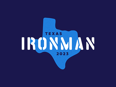 Ironman '23 Badge badge branding ironman logo logo design race stencil texas typography