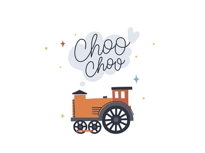 Little train adventures baby room child children clipart color illustration nursery design railroad train