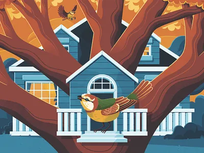Wall Street Journal bird editorial illustration magazine nature tree