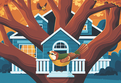 Wall Street Journal bird editorial illustration magazine nature tree