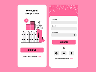 Daily UI Challenge 001- Sign Up app bankingapp dailyui design login pink sign up signup ui ux