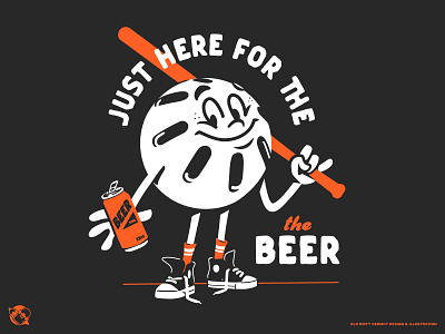 Here for the Beer! baseball beer character design graphics illustration t shirt design vector design wiffle ball