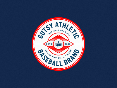 Gutsy Athletic Badge Design badge baseball blue branding design graphic design logo typography vector