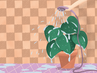 Plant shower bathroom cute digital illustration digitalpainting home homestaff illustration plant plantlover procreate shower ui