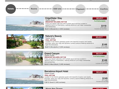 hotel listing app design ux