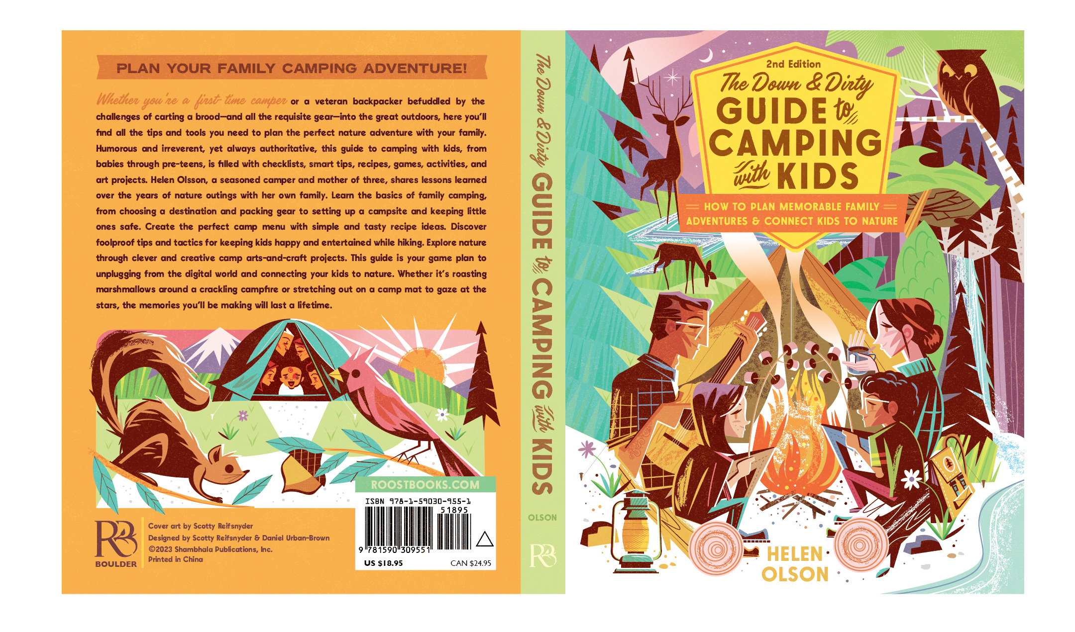 The Down & Dirty Guide to Camping with Kids book cover book cover design camping character illustration design illustration midcentury