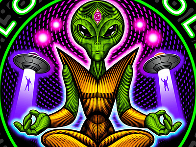 "Rise Up" illustration for Flow N Roll Apparel alien apparel bjj branding extraterrestrial futuristic graphic design illustration jiu jitsu logo logo design mma outer space psychedelic rash guard space ufo vector vector art