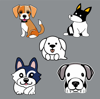 Cute Dog Line Art Vector graphic design ux