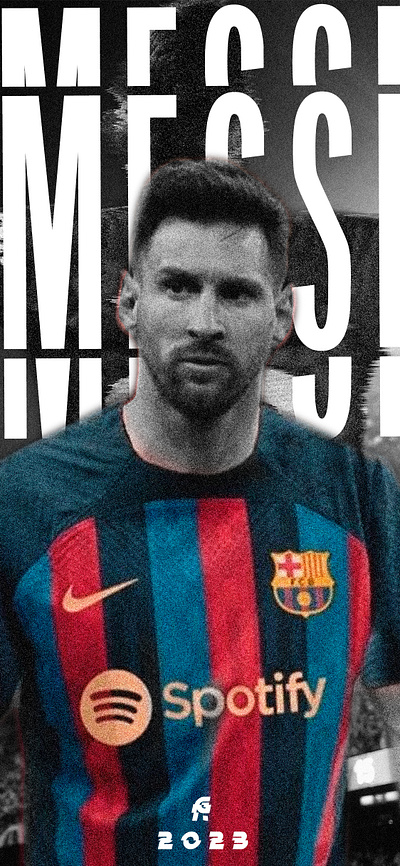1125 x 2436 px @ 72pp (iPhone X) Leo Messi @ Barça 2023. design graphic design typography
