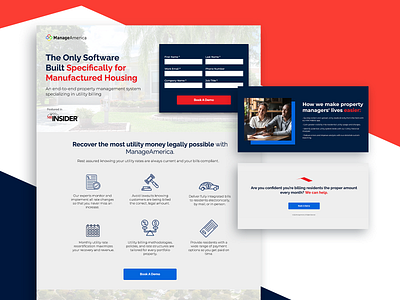 Landing Page for ManageAmerica, a property management software design landing page logo software