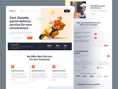 Courier Service Landing Page clean courier delivery design e courier landing page logistic minimal parcel parcel delivery trends ux web website