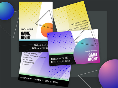 Game Night Invitations arcade cards figma game game night invitation retro synth ui