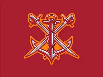 Bucs Secondary Logo Concept anchor athletic custom design football hand drawn illustration logo rope sports sword