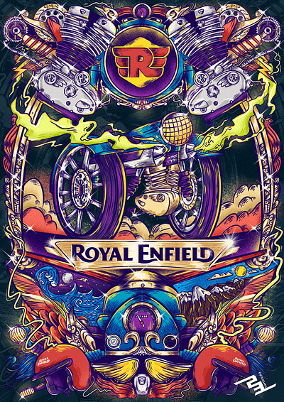 Illustration for Royal Enfield branding design graphic design illustration logo minimal poster design royalenfield typography ui vector