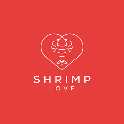 SHRIMP AND LOVE design graphic design icon logo love minimal shrimp