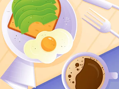 A good breakfast! breakfast challenge coffee geometric hot drink illustration primitive shapes table top view vector illustration