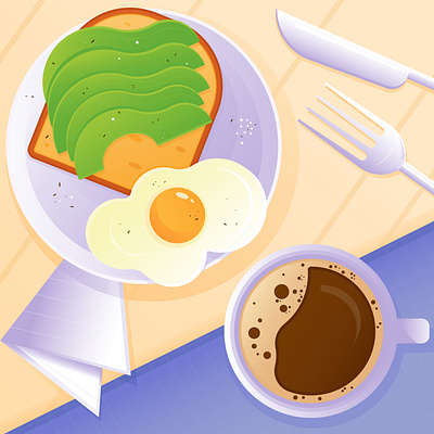 A good breakfast! breakfast challenge coffee geometric hot drink illustration primitive shapes table top view vector illustration