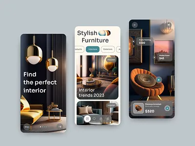 Magazine & Shop App Concept ai generator app design articles ecommerce shop furniture store interior mobile app shop uiux