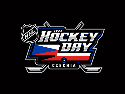2023 NHL Hockey Day Czechia, Finland athletic branding custom czechia design finland hockey illustration logo nhl puck shield sports stick typography