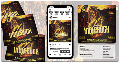 Indie Rock Music Flyer 300 dpi advertise banner branding cmyk culture design graphic design indie indie rock invitation live music music concert music festival music show rock social media square dimension template urban music