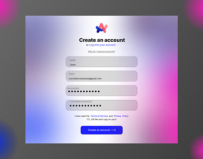 Create Account Page create account login page page